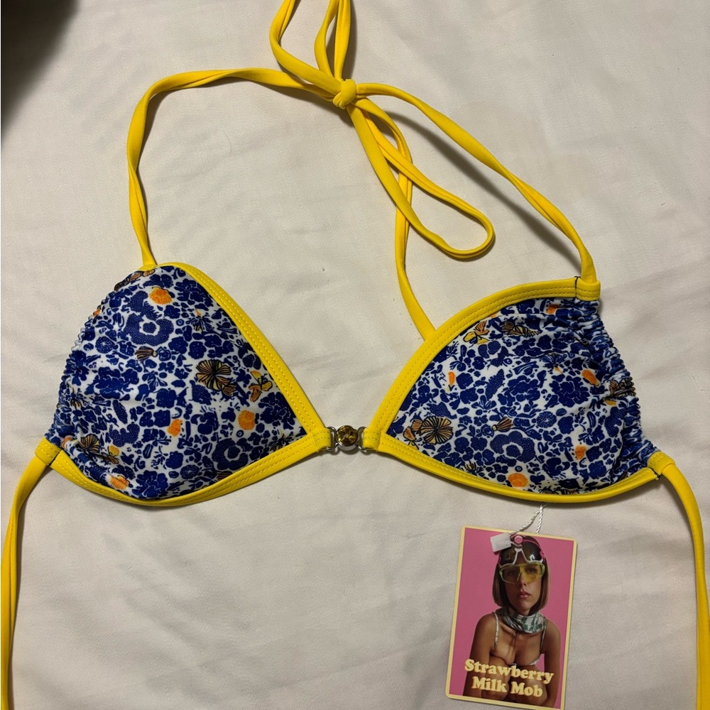 Strawberry Milk Mob Floral Bikini Top